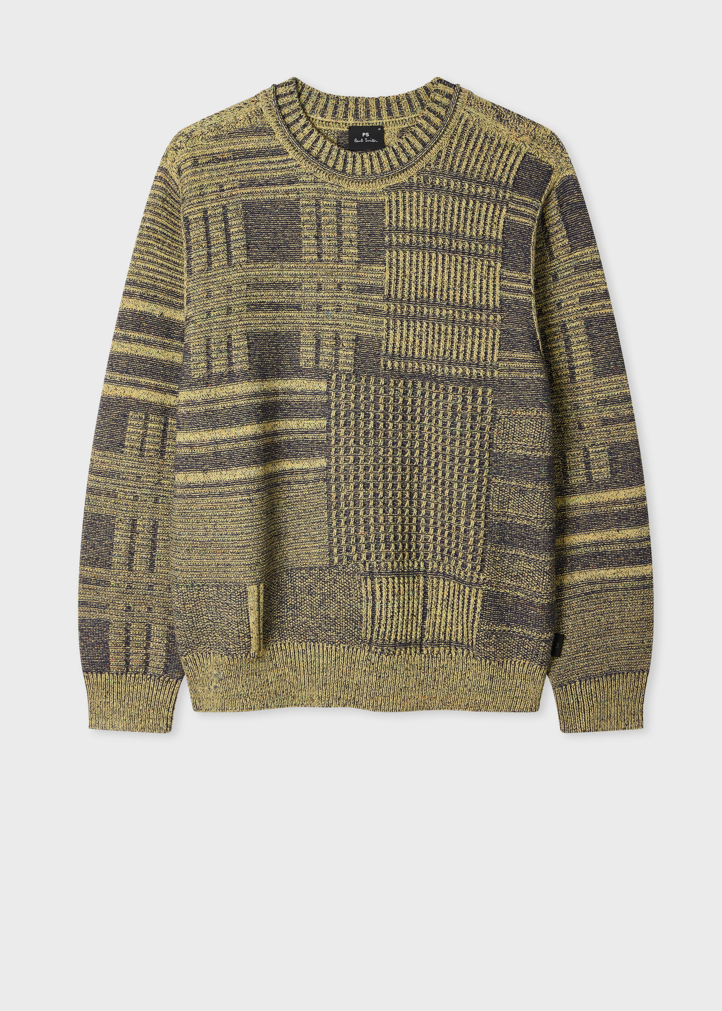 Lime 'Patchwork' Cotton-Blend Sweater - 1