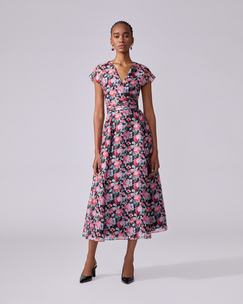 CAROLINA HERRERA Peony-Print Midi Dress outlook