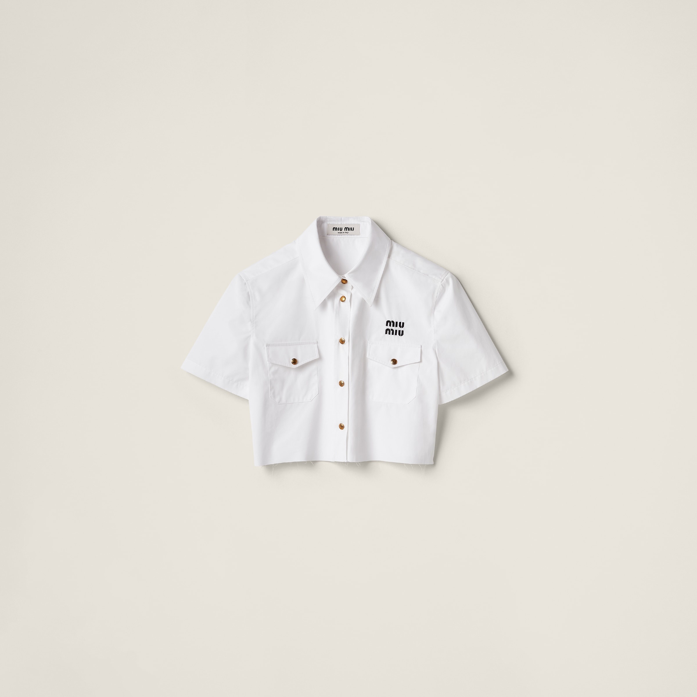 Cropped poplin shirt - 1