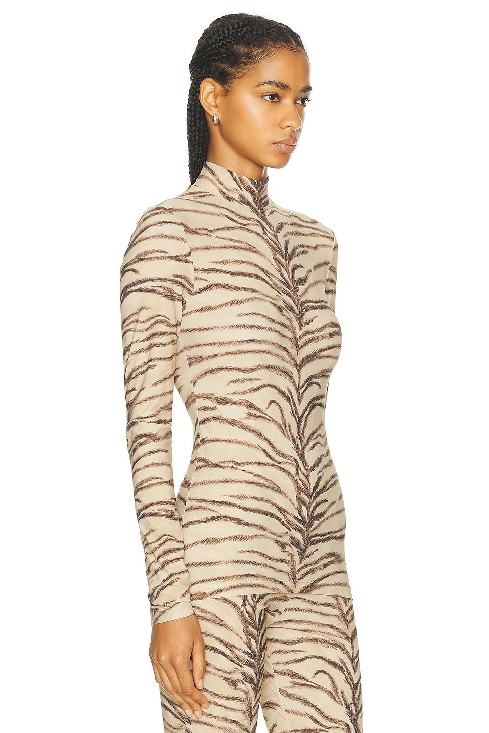 Tiger Fluid Jersey Turtleneck Top - 2