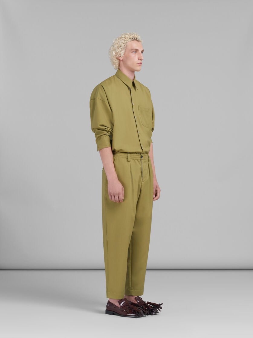 GREEN TROPICAL WOOL LONG-SLEEVED SHIRT - 5