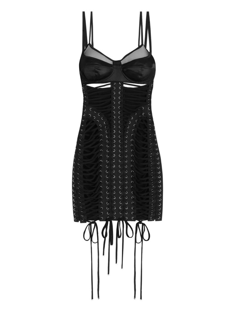 lace-up satin mini dress 1