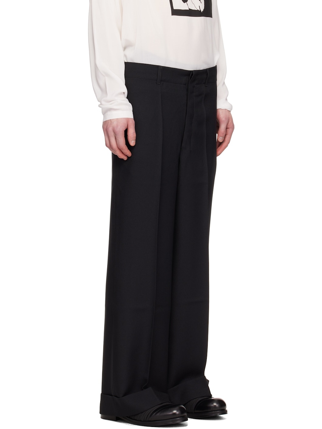 Black Twill Large Suit Trousers - 2