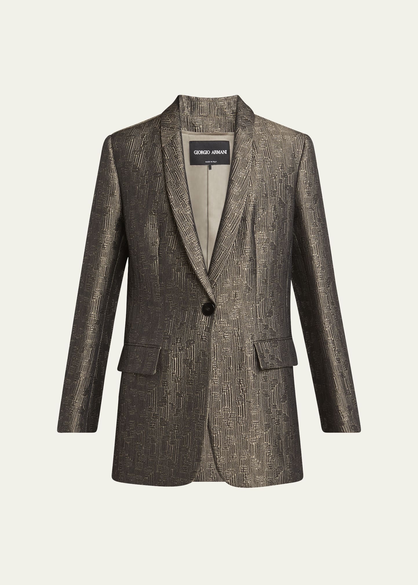 Geo Silk Jacquard Single-Breasted Blazer - 1