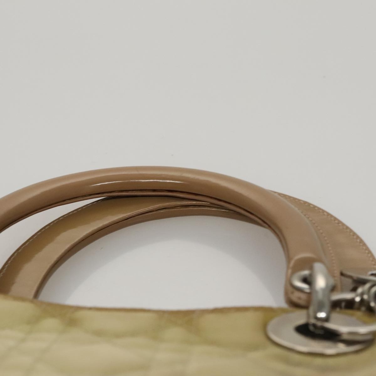 DIOR Canage Hand Bag Nylon Beige Silver - 14