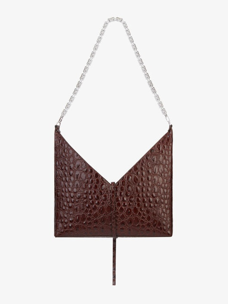 LARGE CUT OUT BAG IN CROCODILE EFFECT LEATHER WITH CHAIN 3