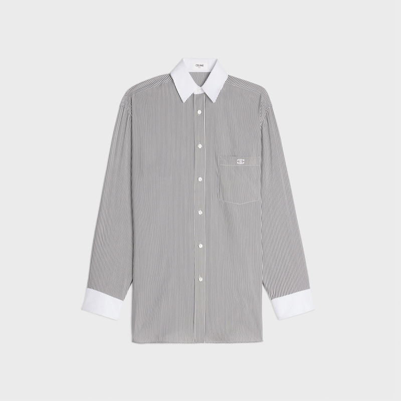 oversized shirt in striped silk 1