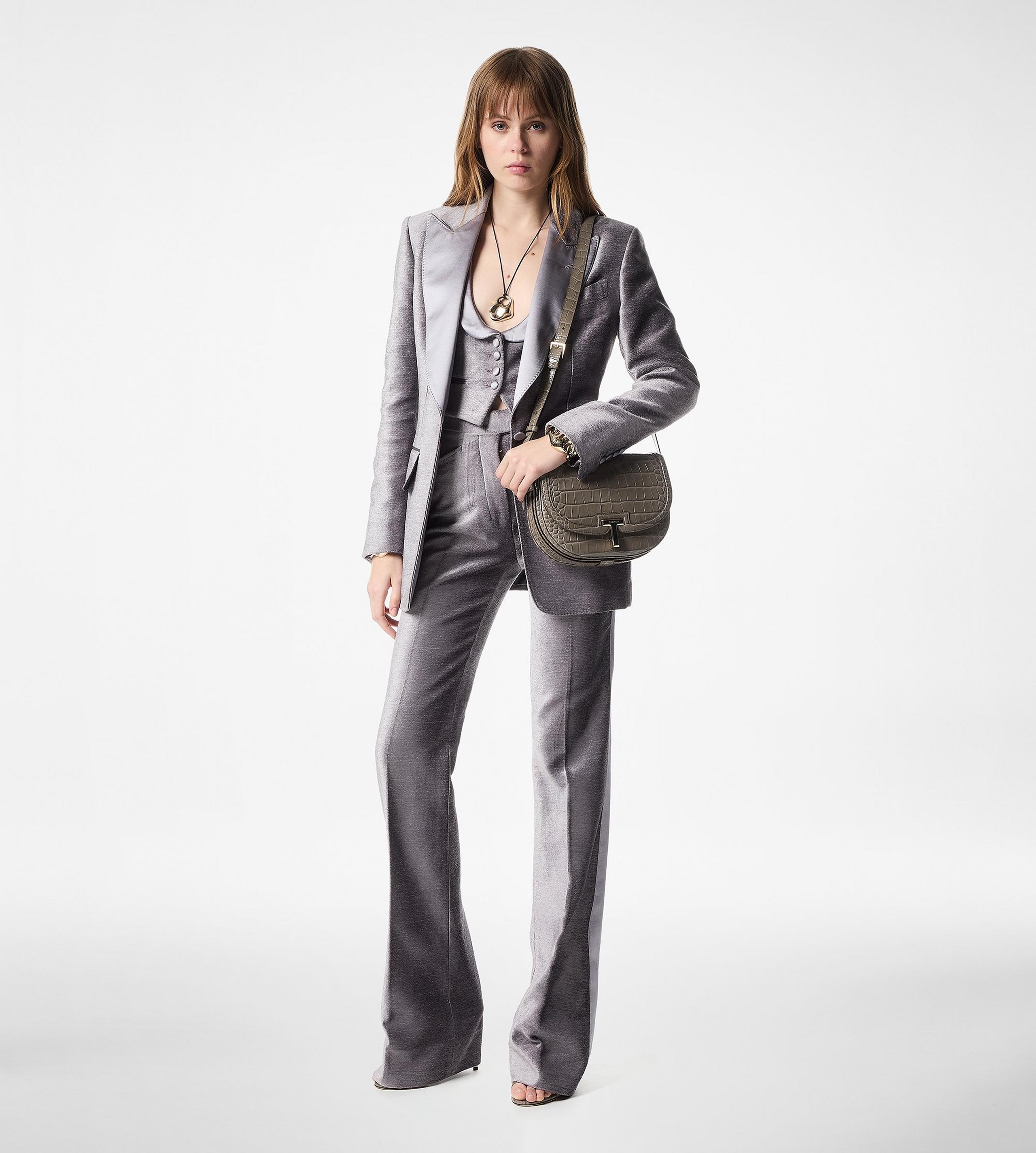 VELOUR "BIANCA" SINGLE BREASTED TUXEDO JACKET - 3