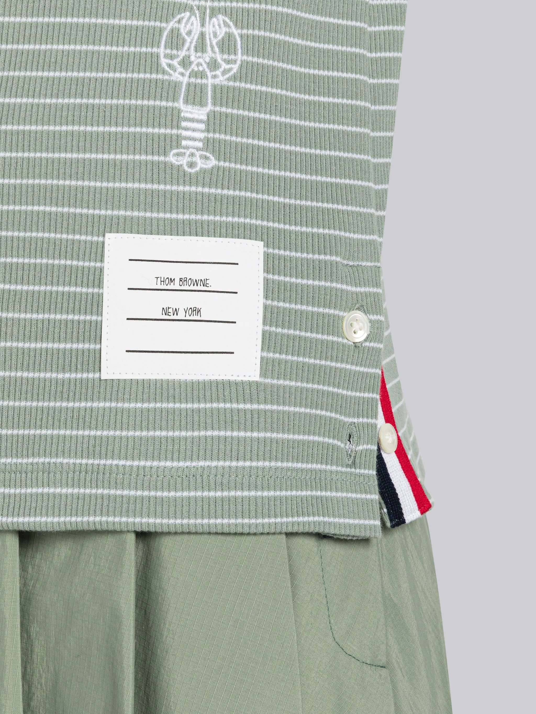 Pinstripe Rib Lobster Half Drop Long Sleeve Polo - 6