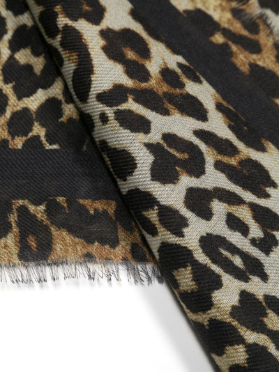 GANNI leopard-print twill scarf outlook