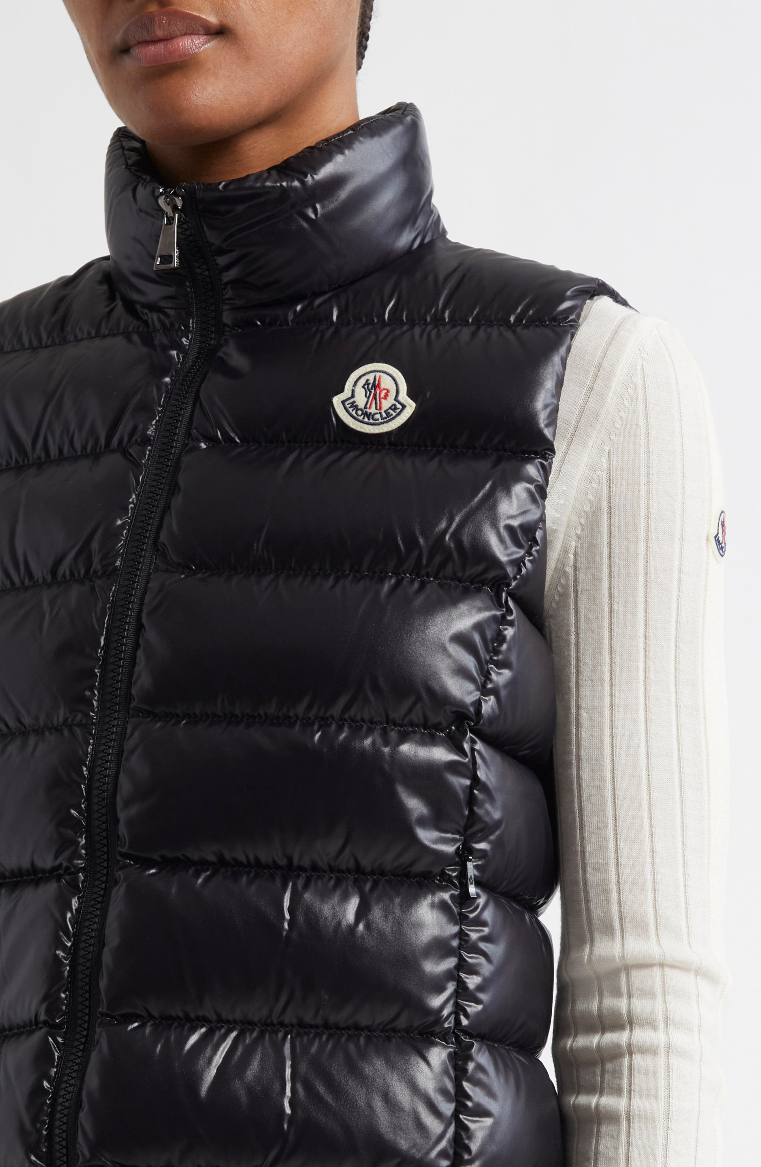 Moncler Ghany Mock Neck Down Puffer Vest in Black/black at Nordstrom - 4