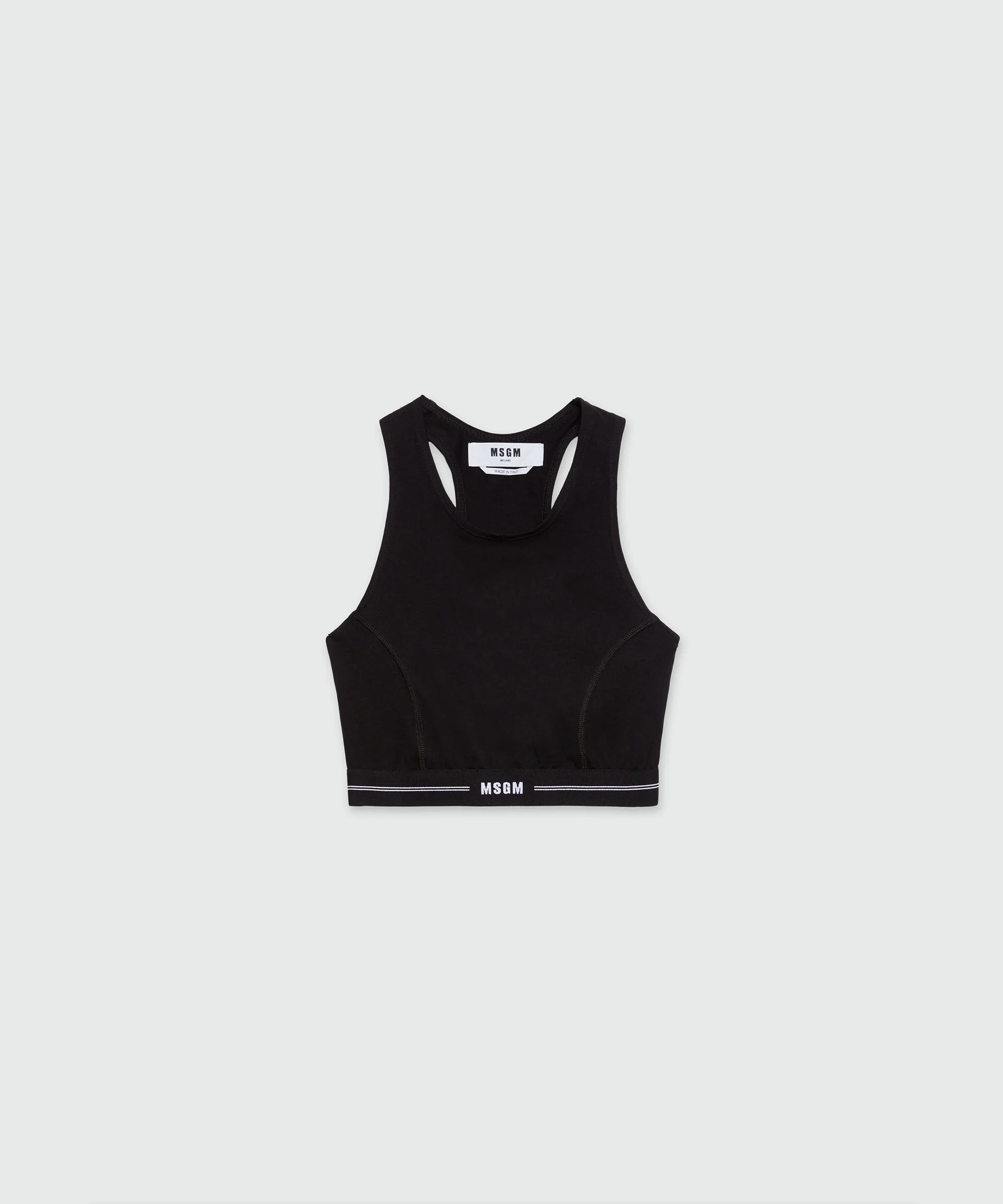 MSGM black jersey top with racerback neckline and elastic waistband - 1