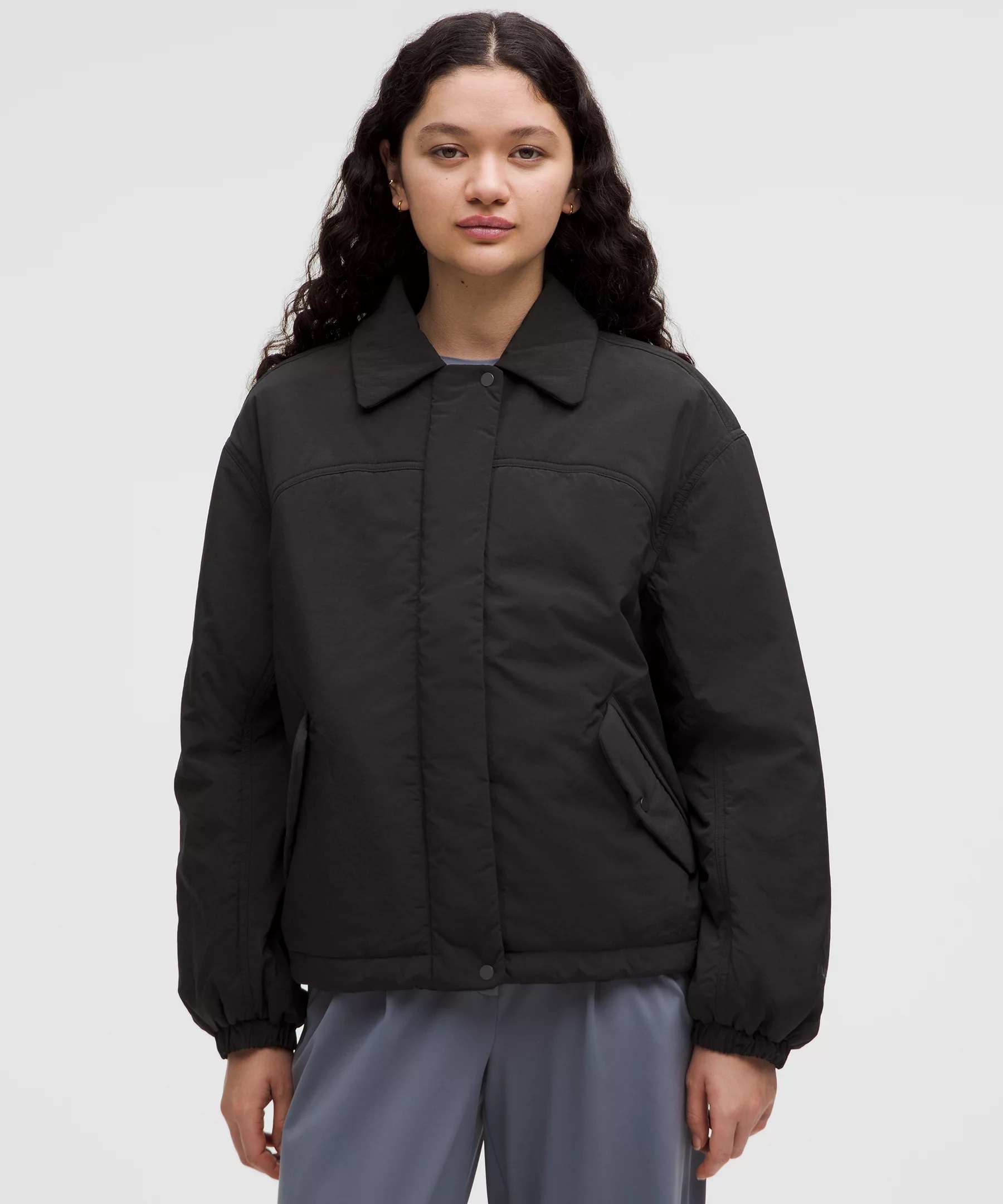 Insulated Oversized Collared Jacket - 1