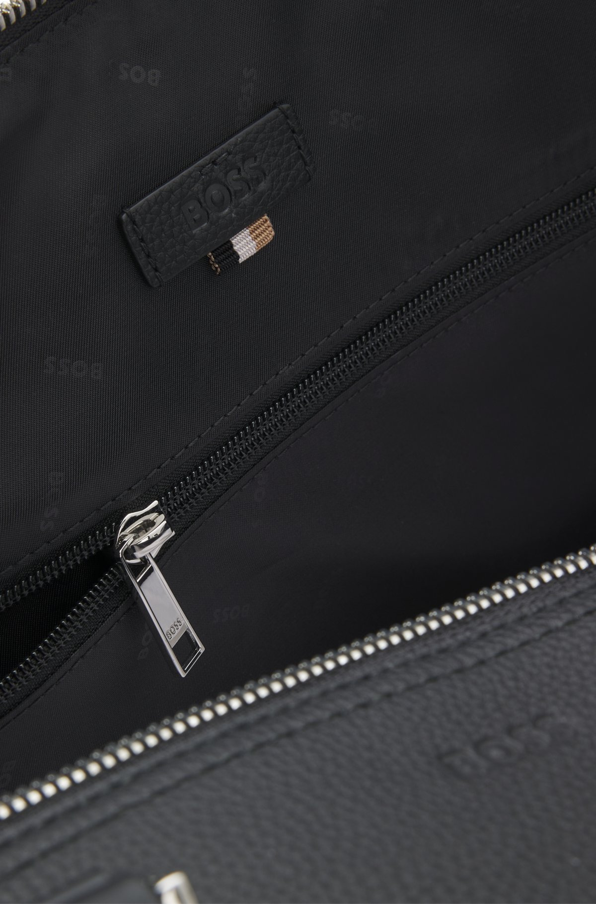 GRAINED-LEATHER HOLDALL WITH DETACHABLE METAL PADLOCK - 6