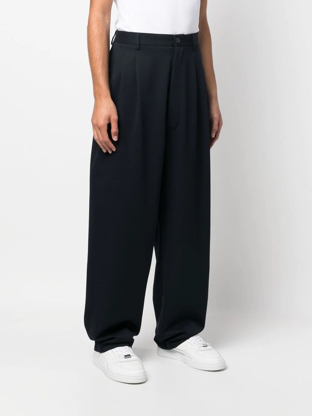 feather print wide-leg tailored trousers - 3
