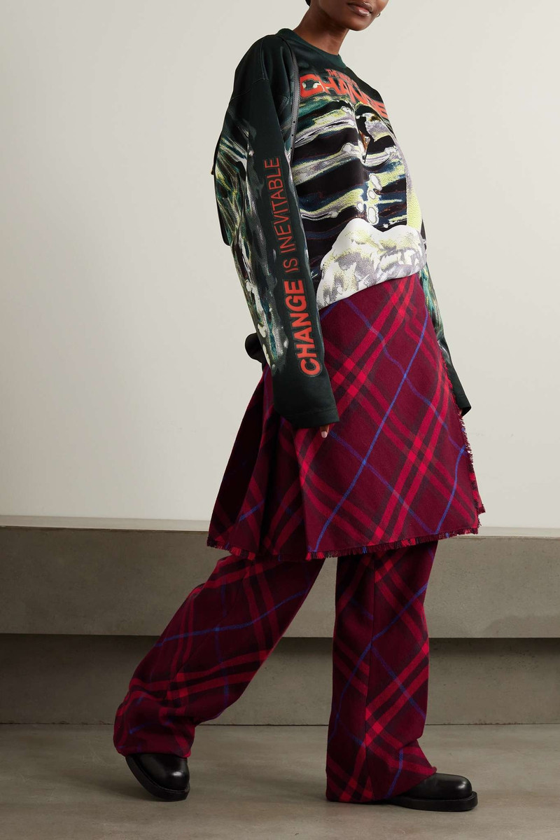 Burberry Layered checked wool straight-leg pants outlook