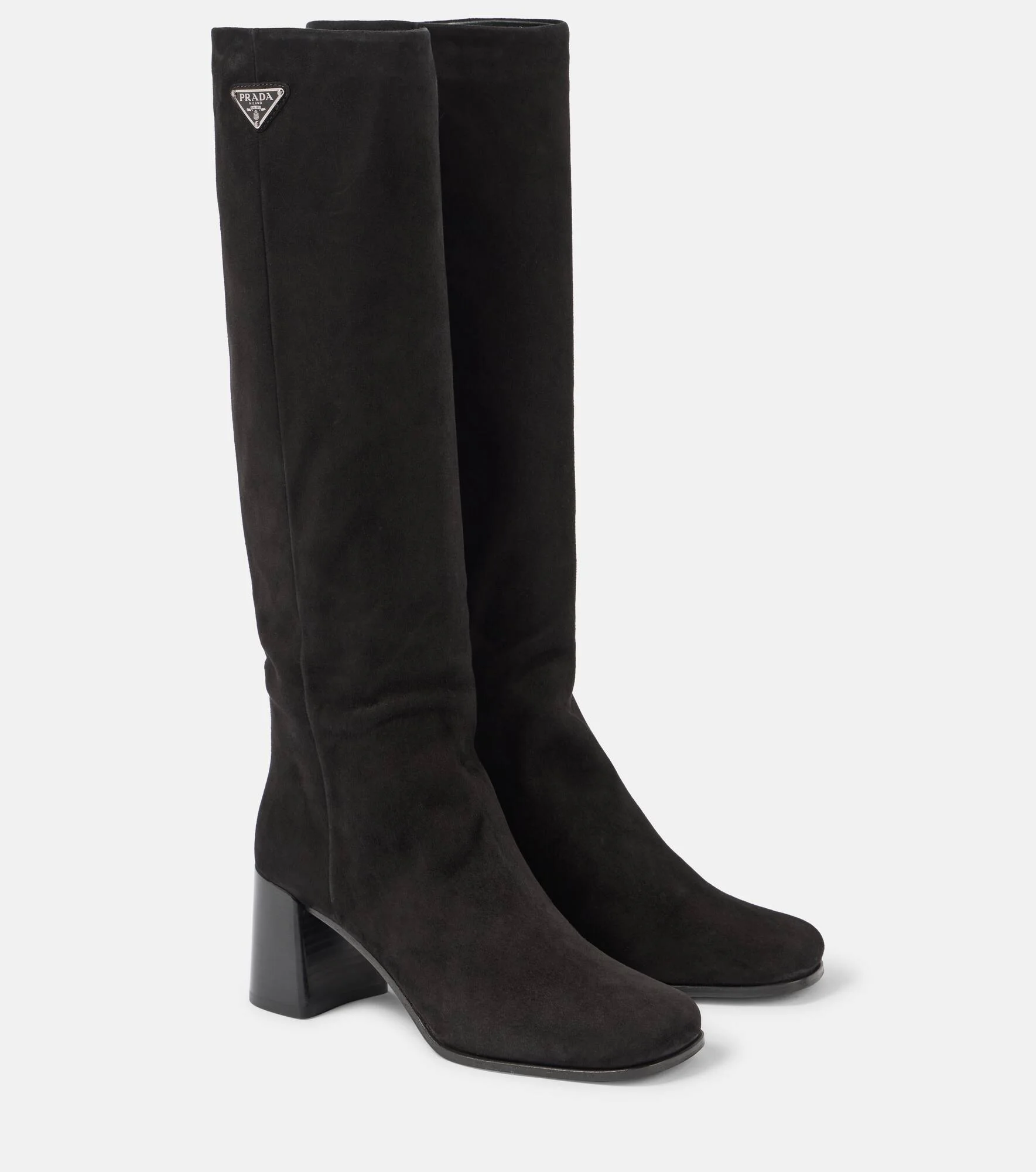 Logo suede knee-high boots - 1