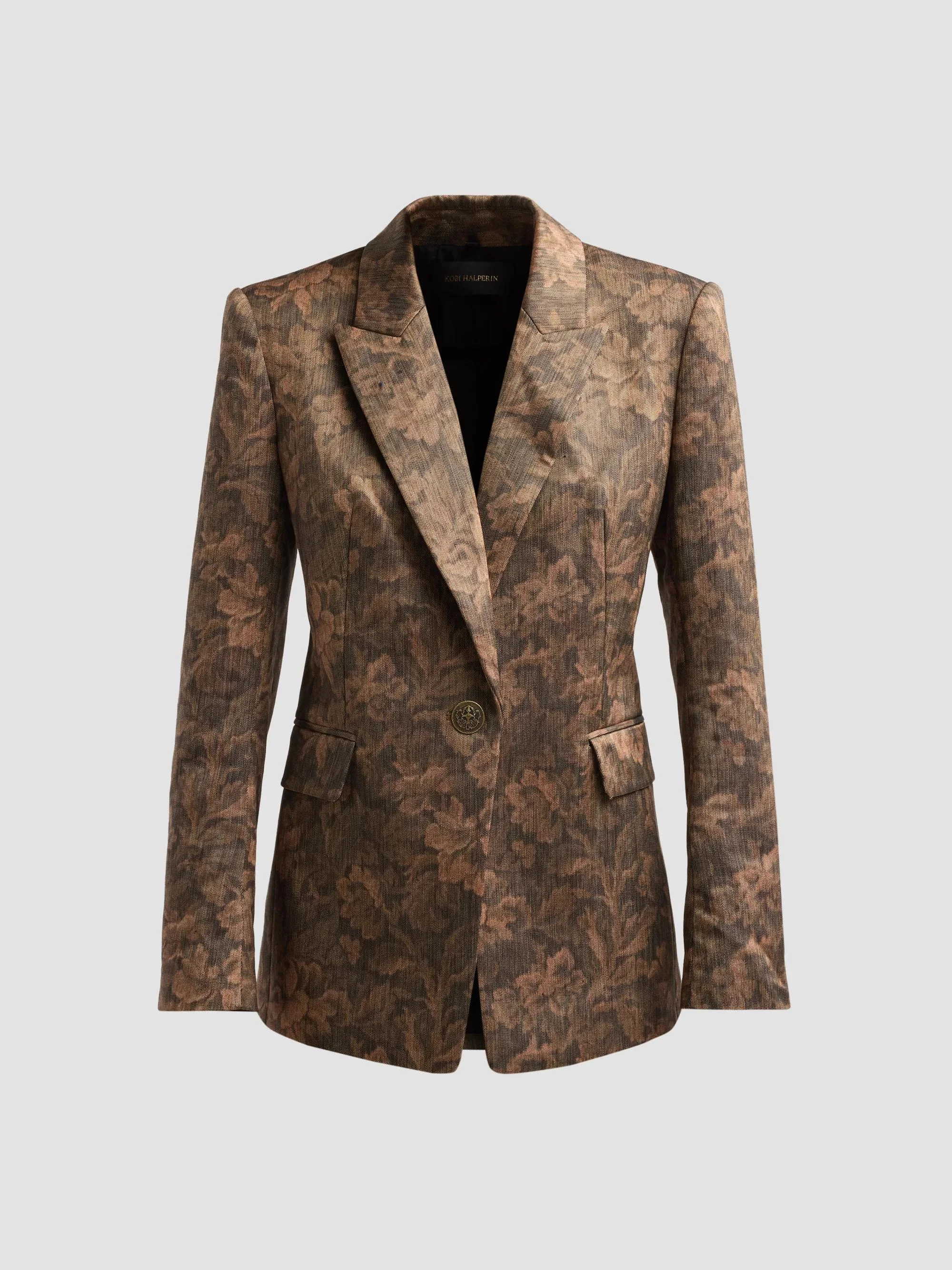 Women's Lisa Floral Jacquard Jacket - Brown Multi - 1