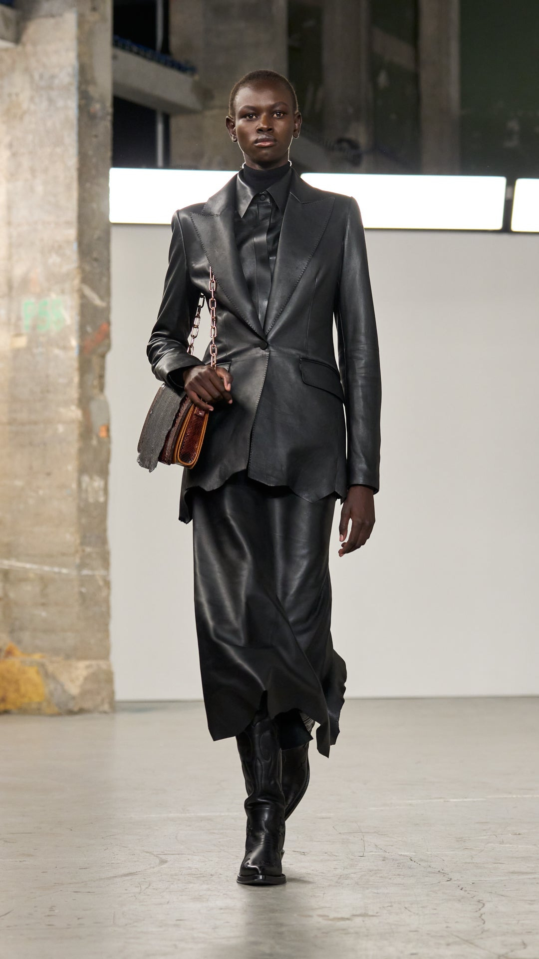 Sybel Raw Cut Blazer in Black Soft Leather - 2