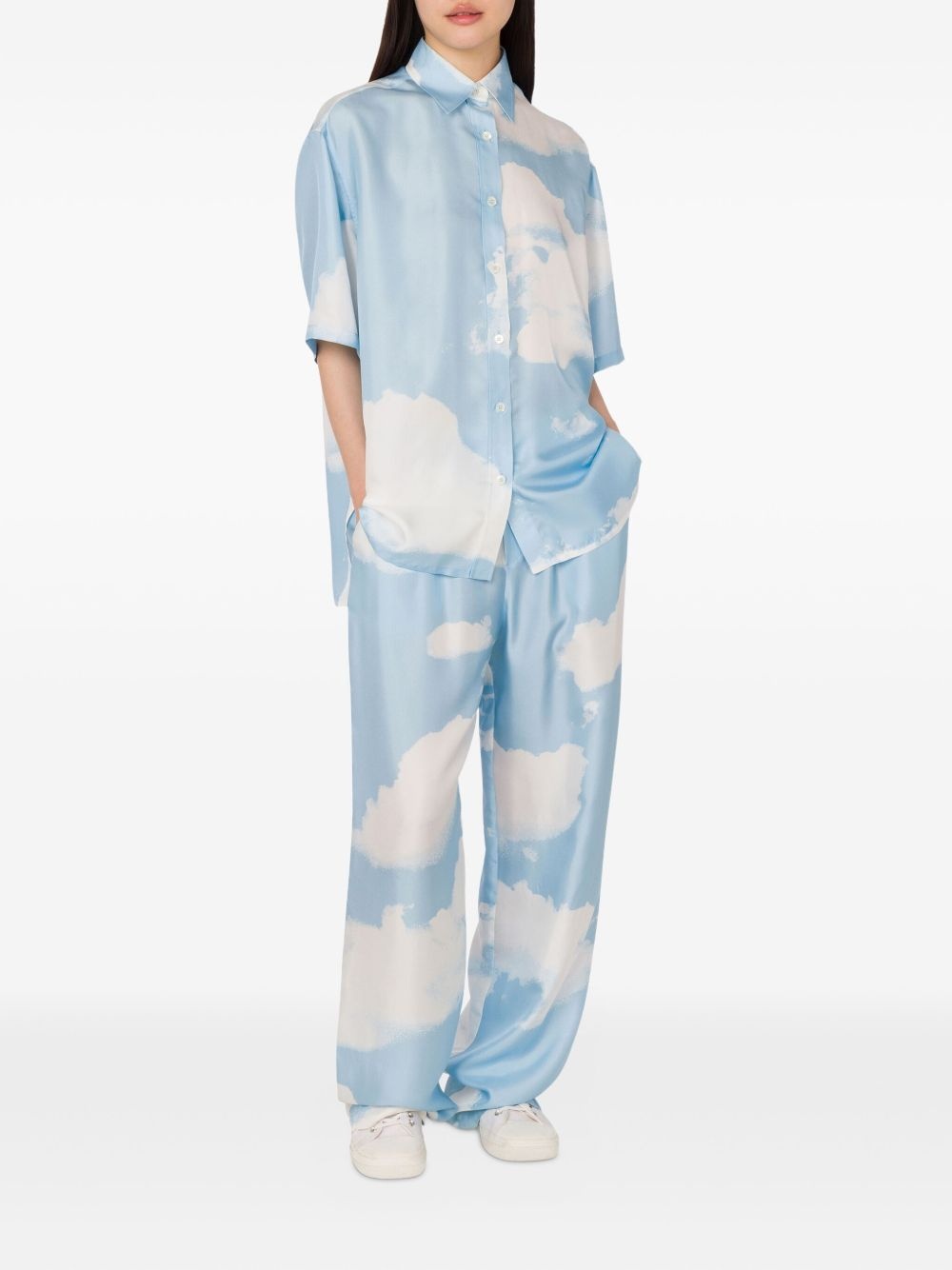 cloud-print wide-leg trousers - 2
