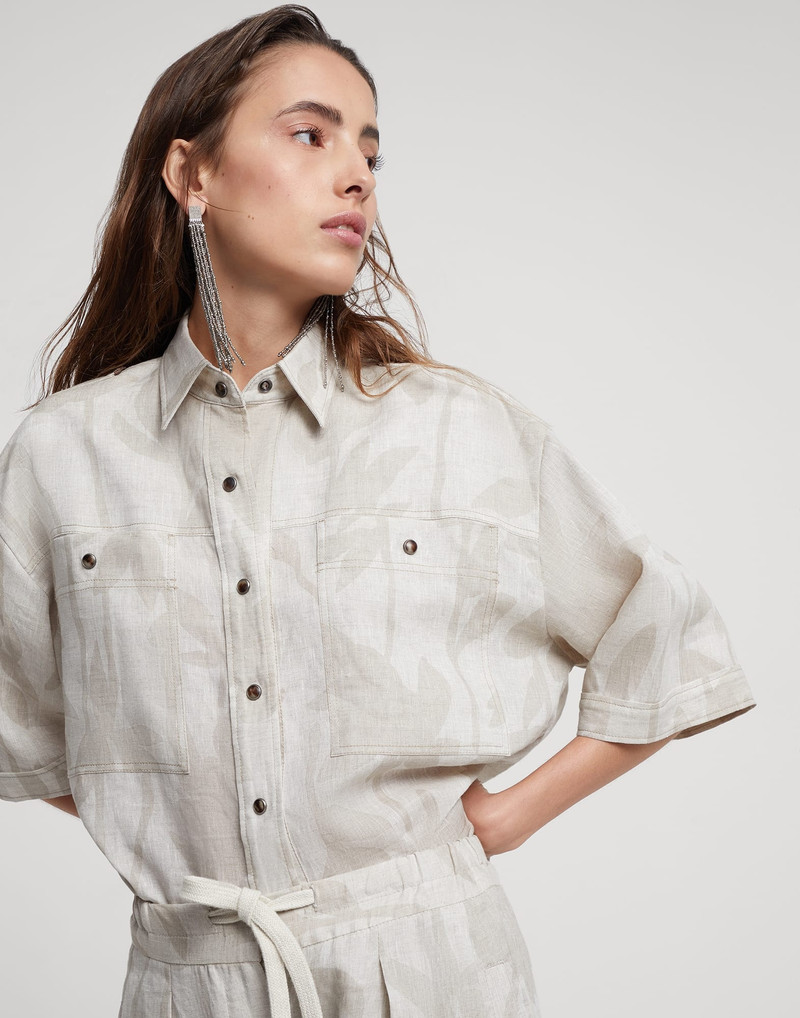 Ramage print lessivé 린넨 셔츠 와 빛나는 탭 4