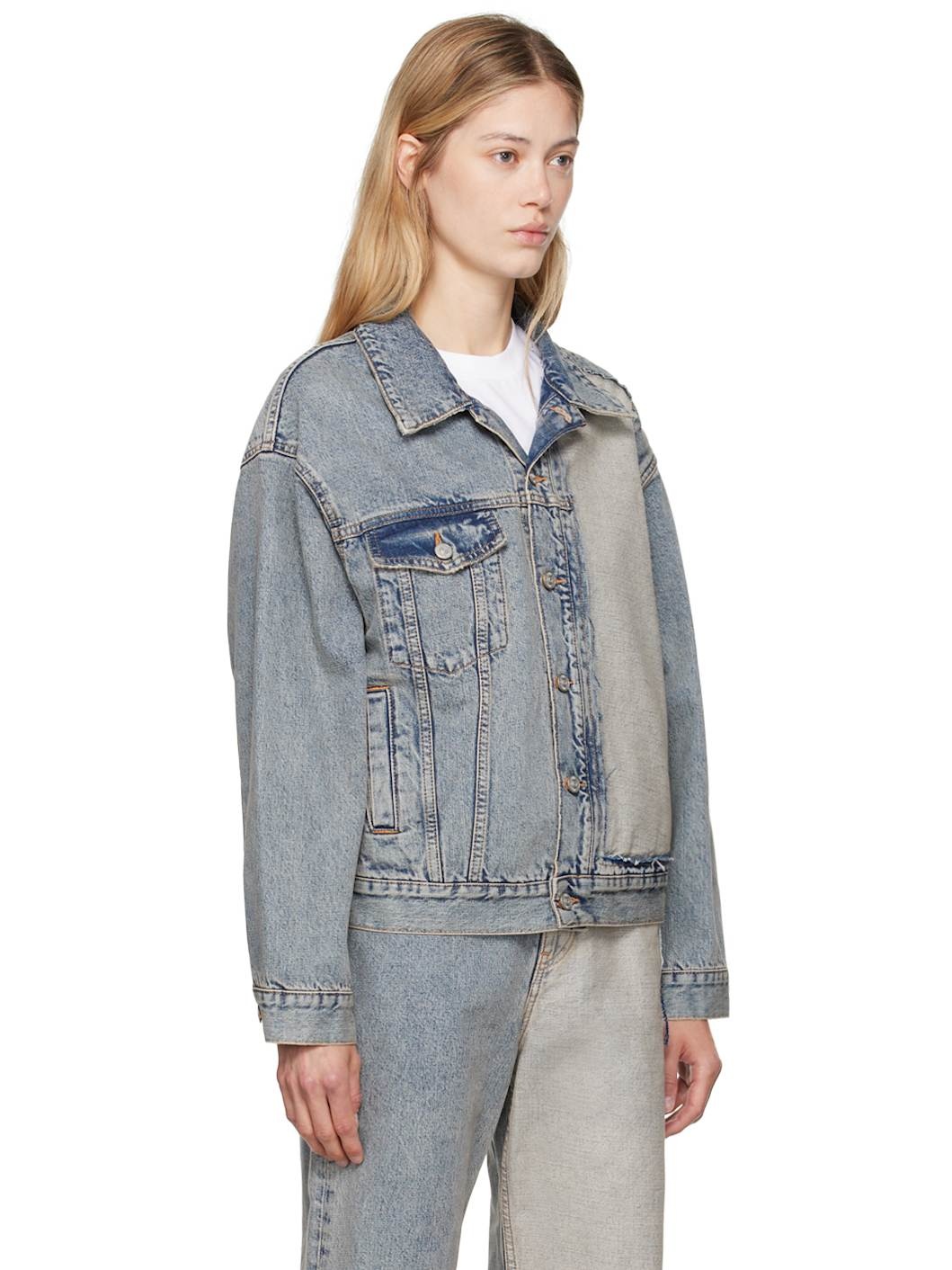 Blue Paneled Denim Jacket - 2
