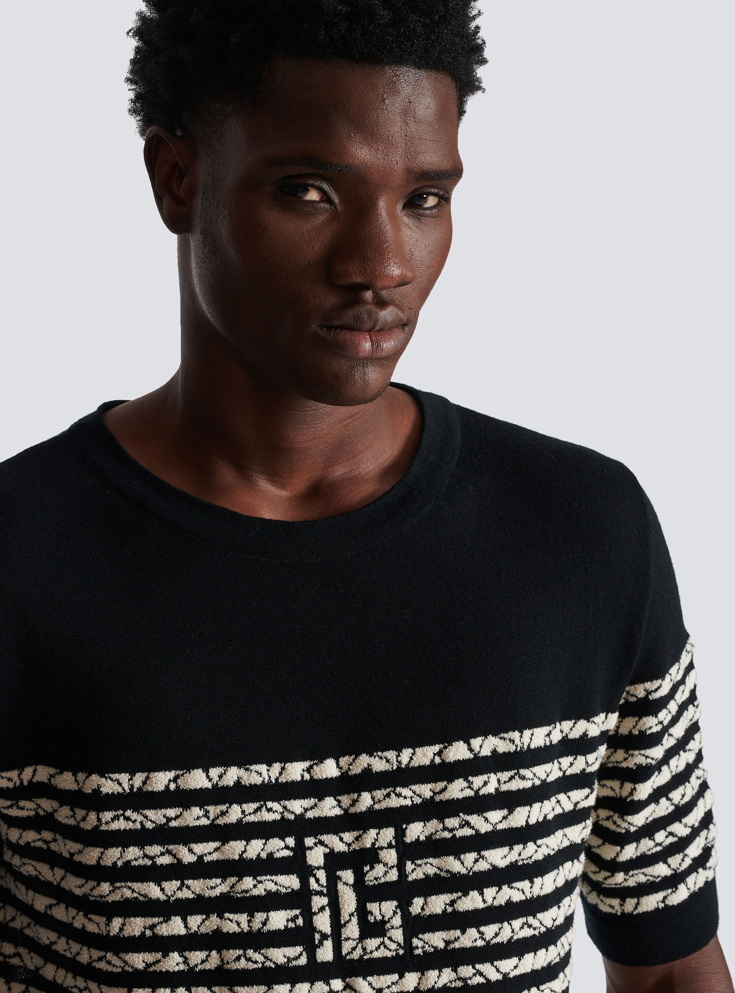 Wool T-shirt with marbled stripes - 7