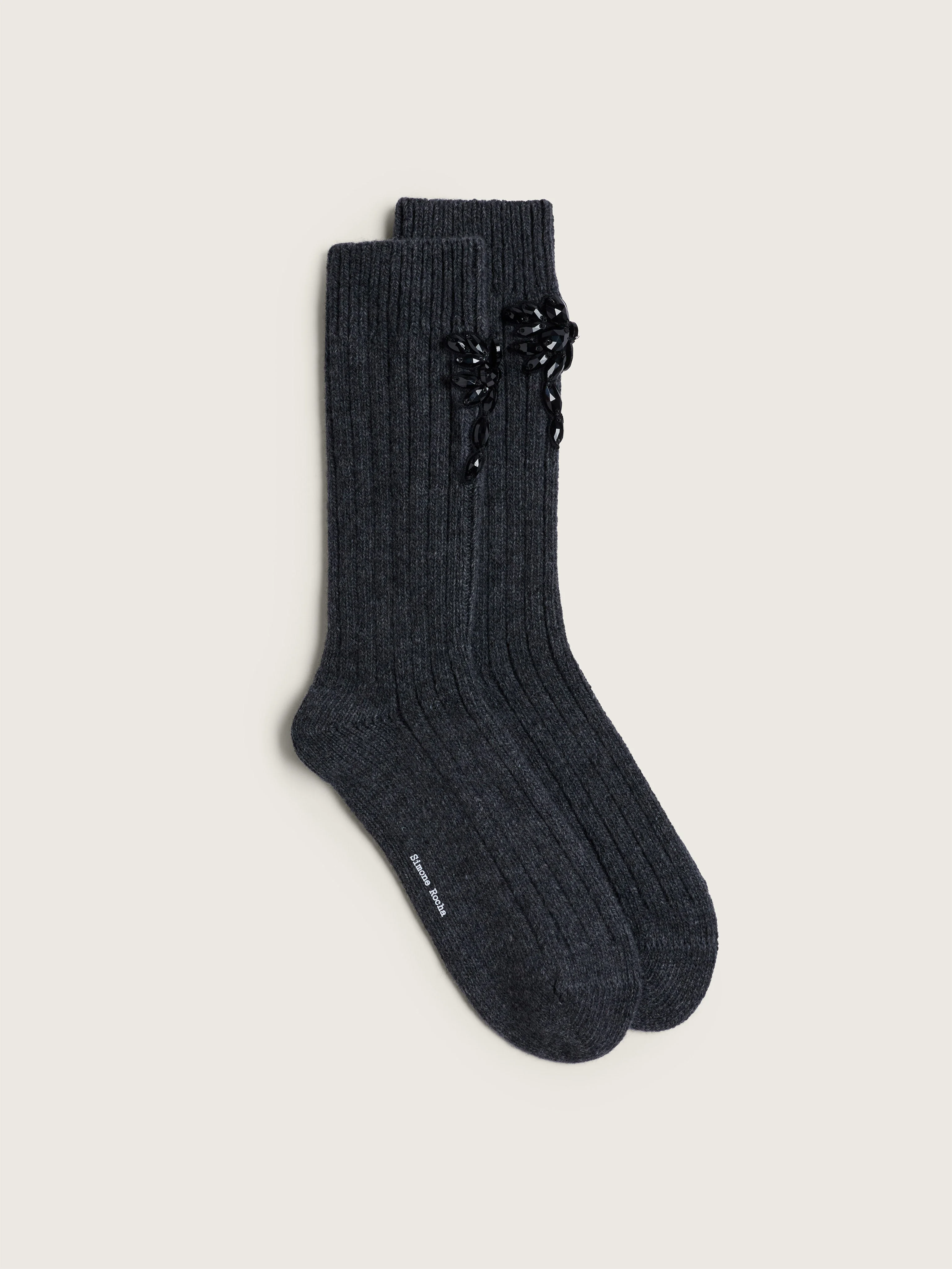 Embellished Chunky Wool Ankle Socks - 1