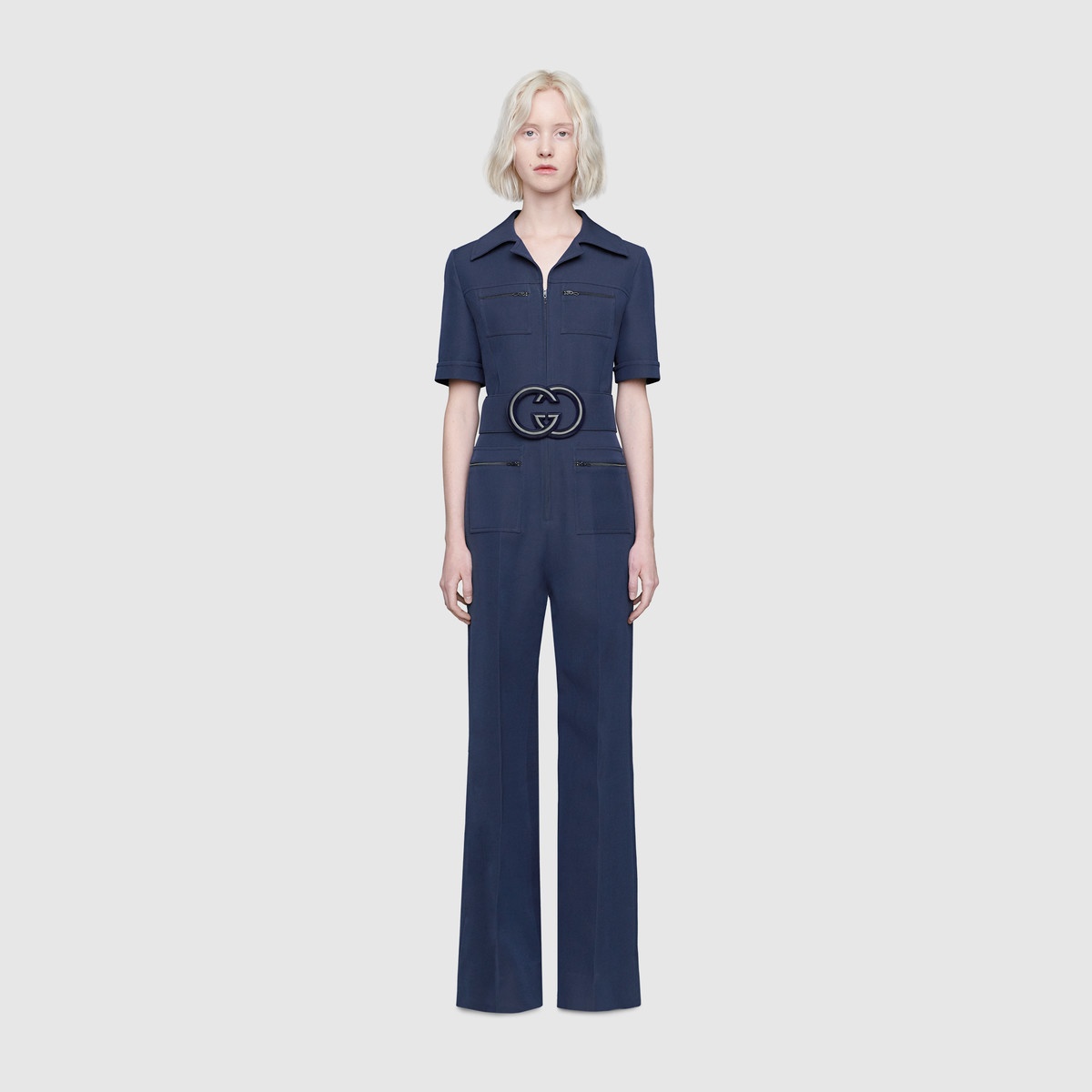 Wool silk belted jumpsuit - 3