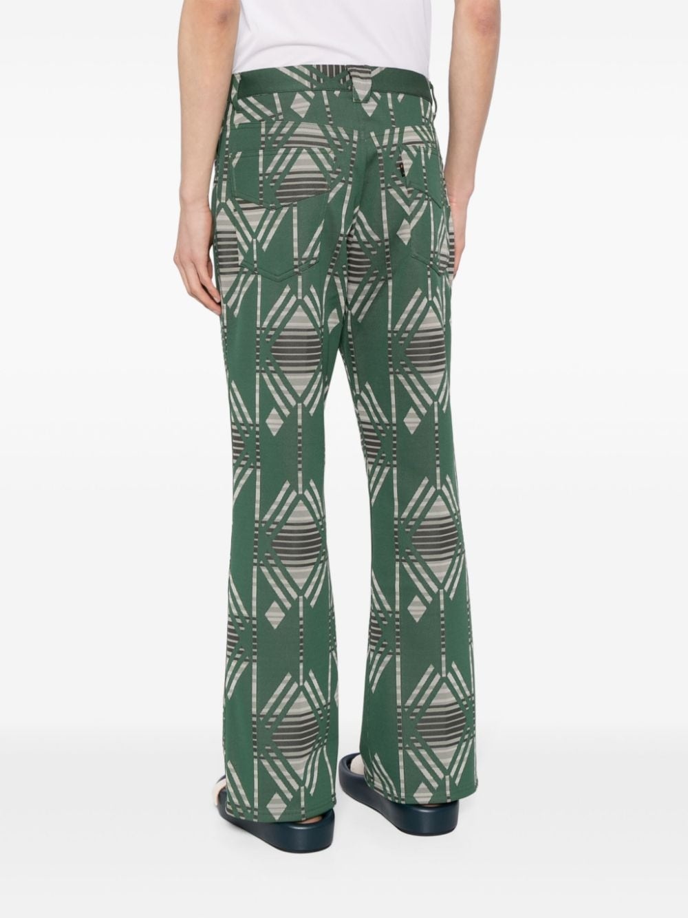geometric-print flared trousers - 4