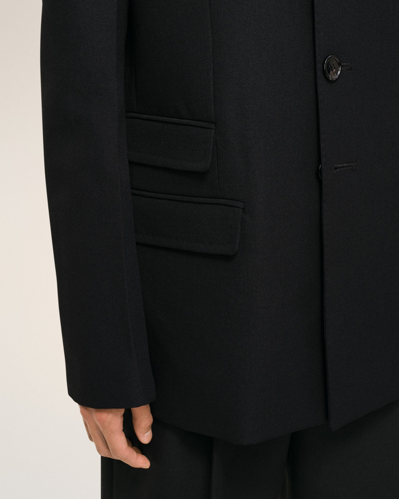 BLACK NEW WOOL SINGLE BREASTED STRAIGHT JACKET 4