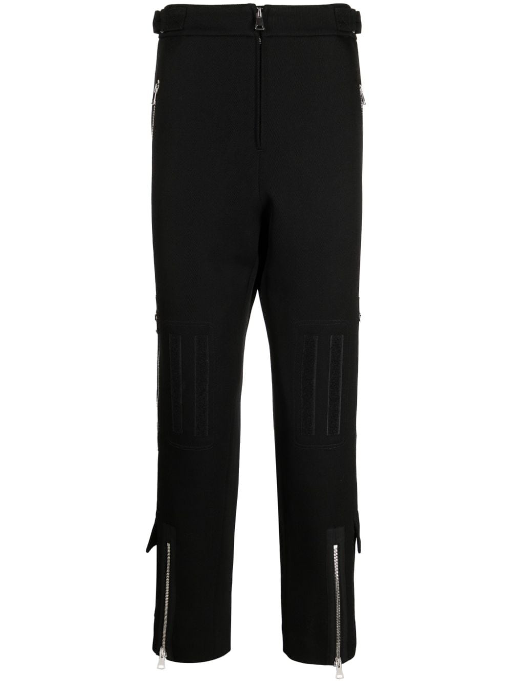 zip-details wool straight trousers - 1