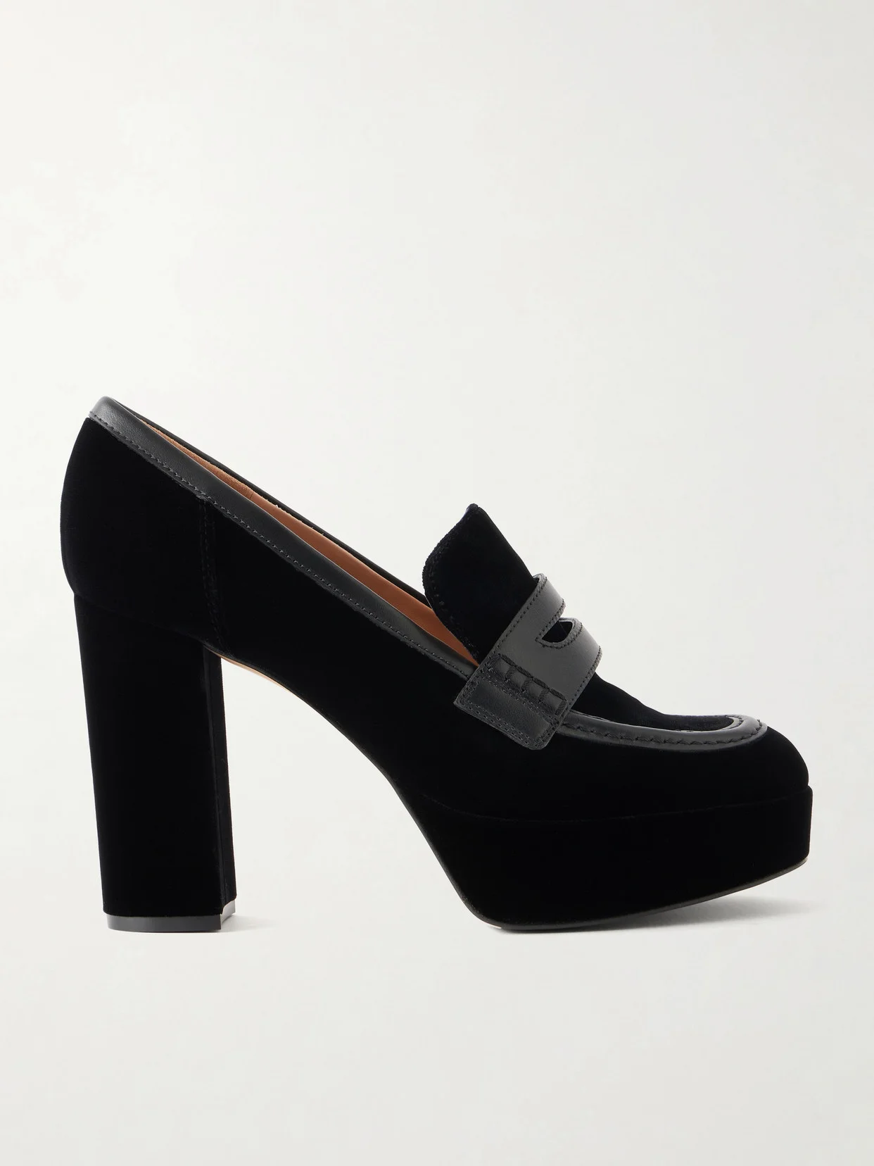 Hadden 70 Leather-trimmed Velvet Pumps - 1