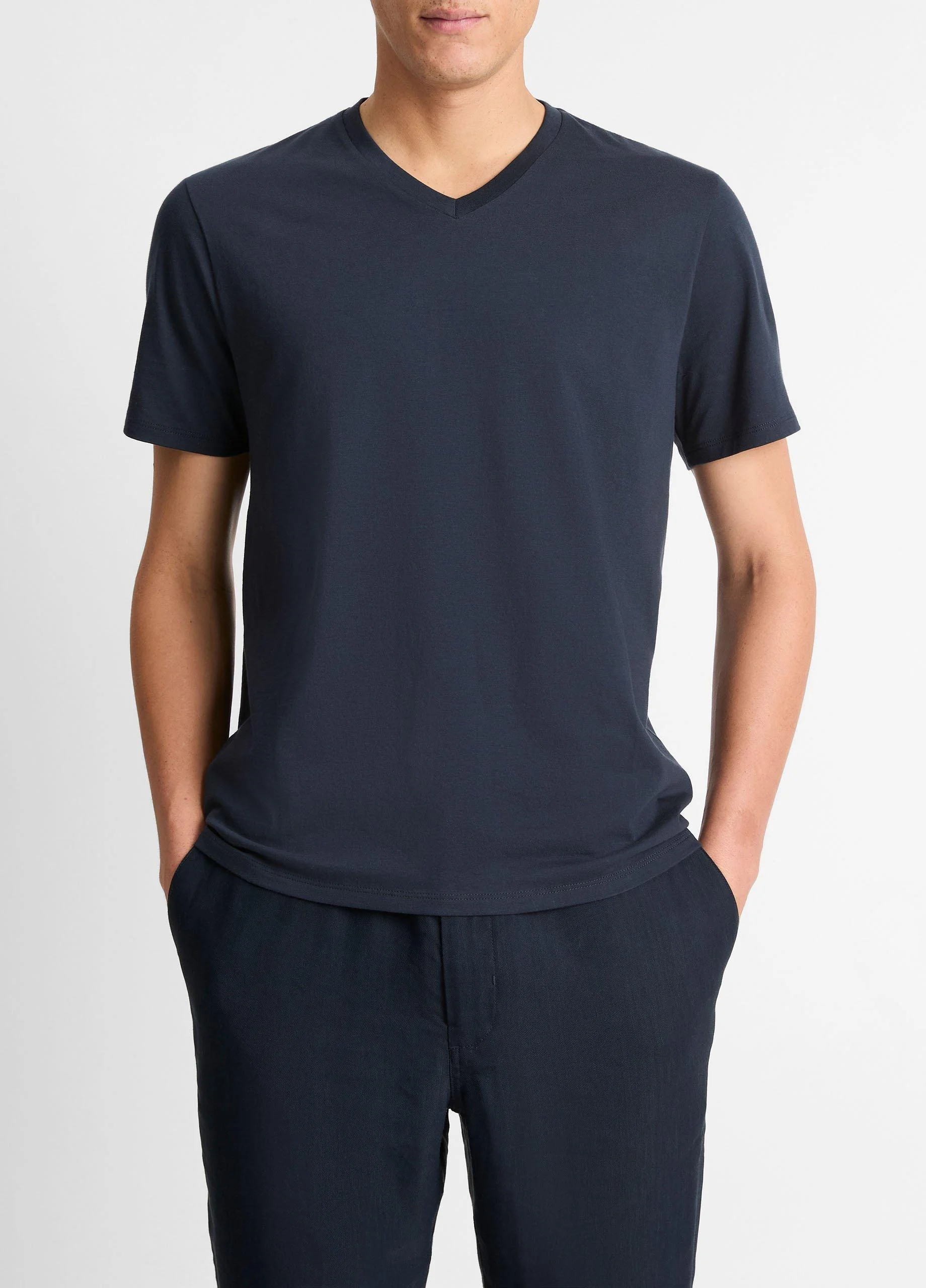Pima Cotton V-Neck T-Shirt - 1