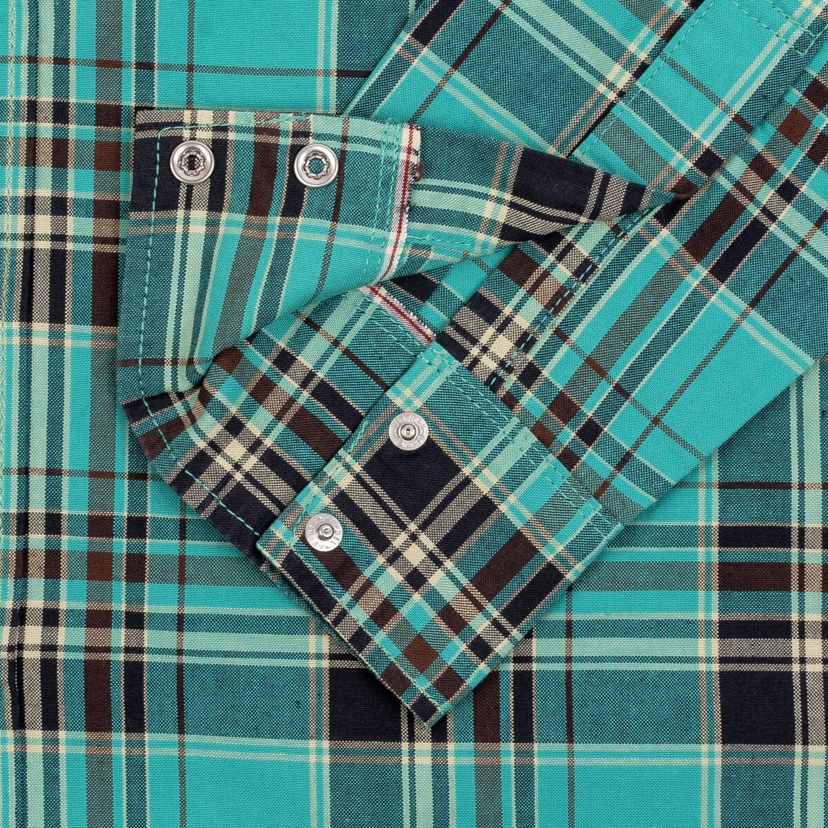 IHSH-355-GRN 5oz Selvedge Madras Check Western Shirt - Green - 12