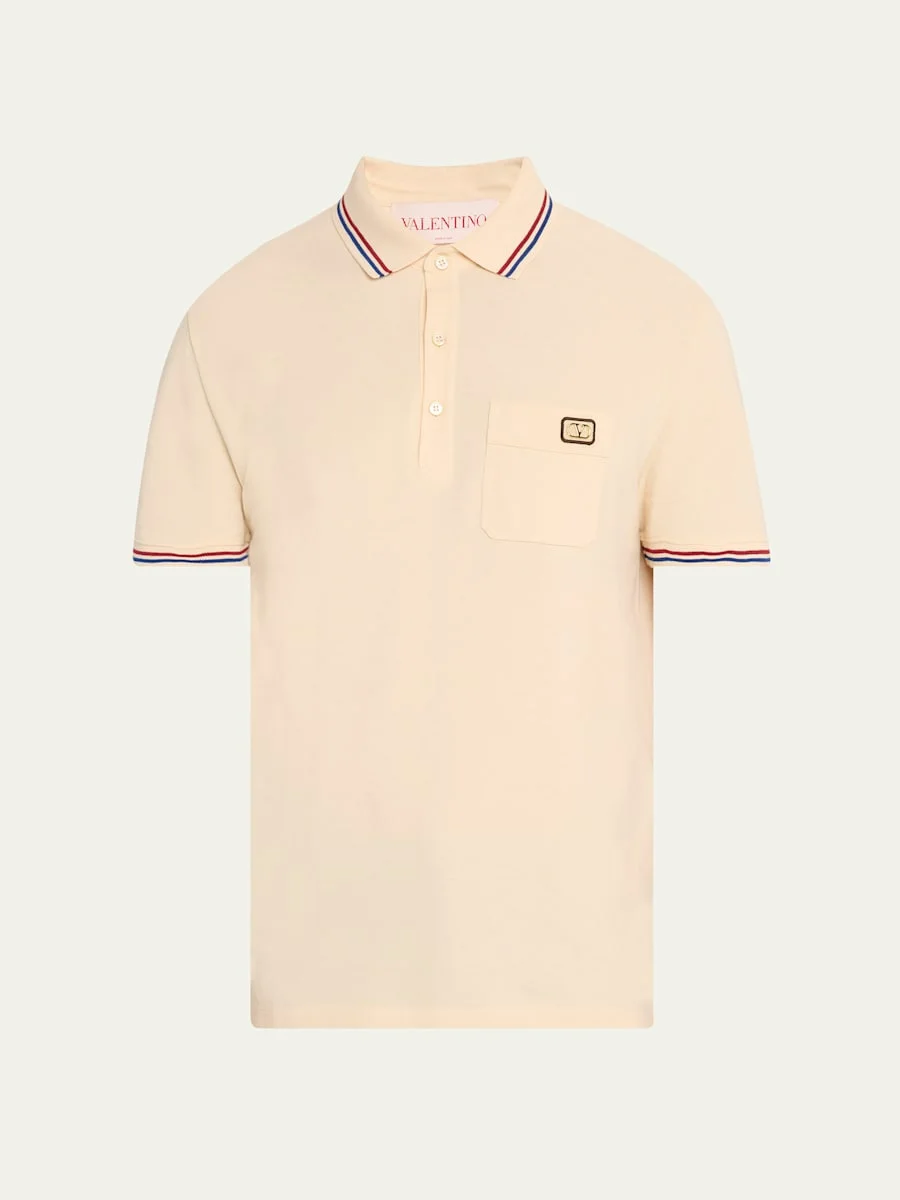 Men's Contrast-Tip Pique Polo Shirt - 1