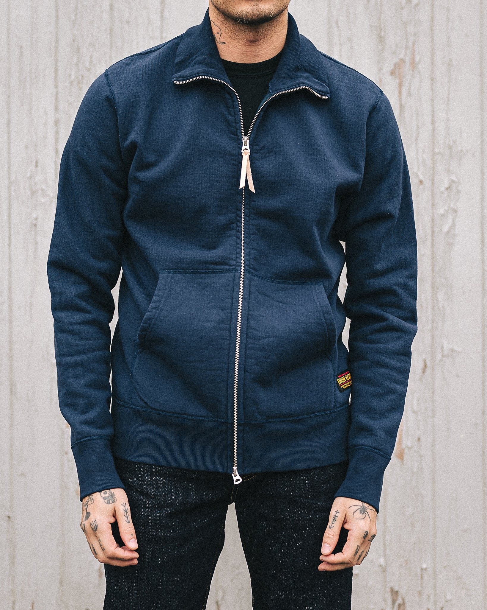 IHSW-11-NAV 14oz Ultra Heavyweight Loopwheel Cotton Zip Up Sweater - Navy - 4