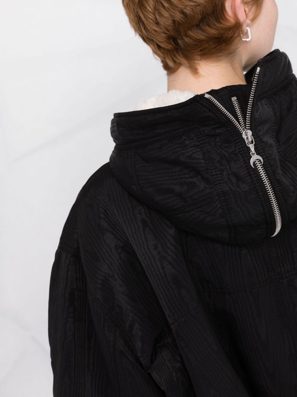 moiré-effect faux shearling-lined cropped jacket - 5