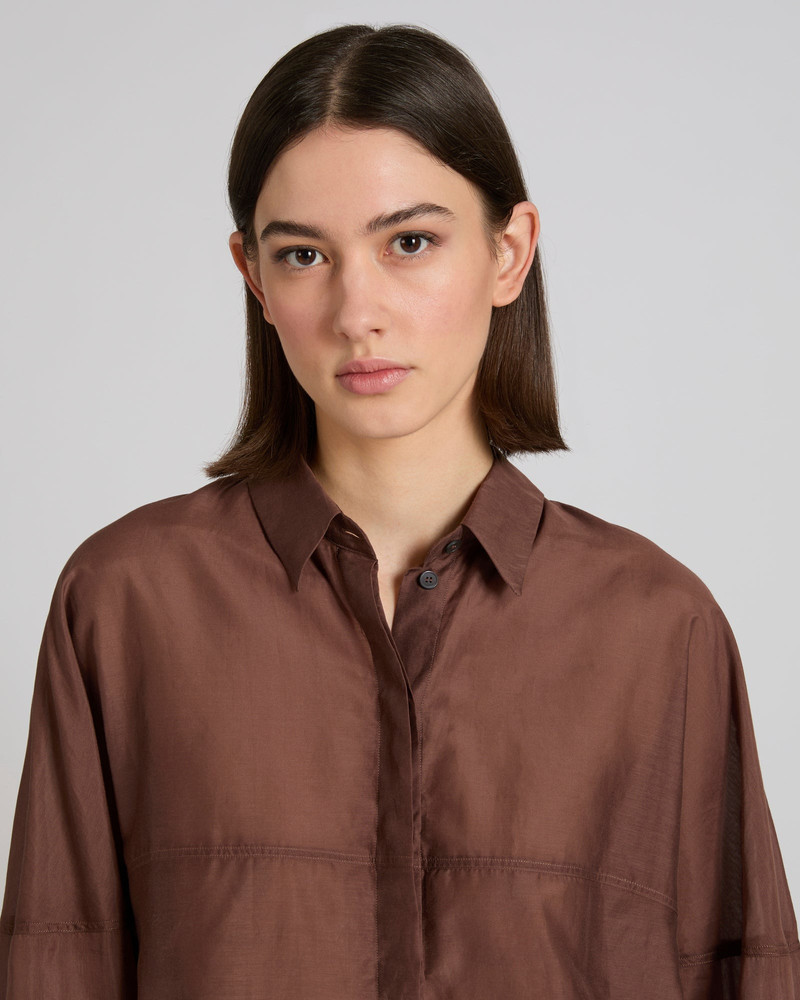 Wide fit shirt in silk and cotton muslin 4