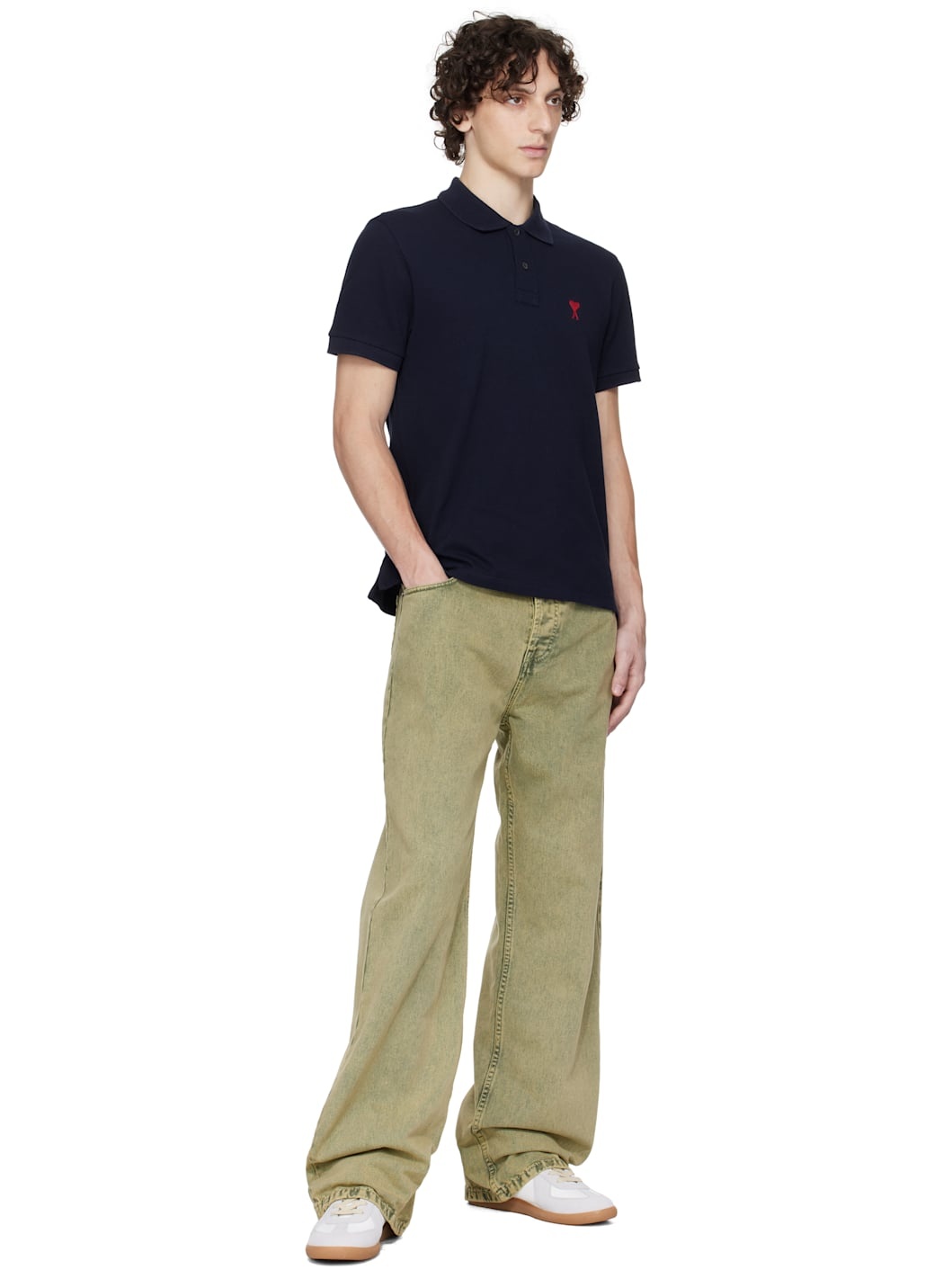 Khaki Cotton Large Fit Jeans - 4