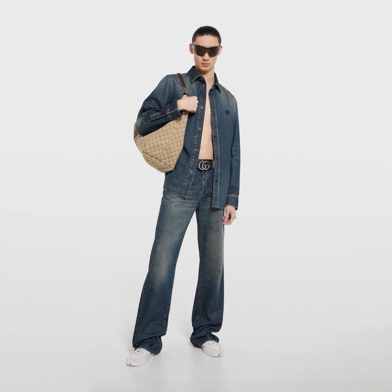 GUCCI Washed certified cotton denim shirt outlook