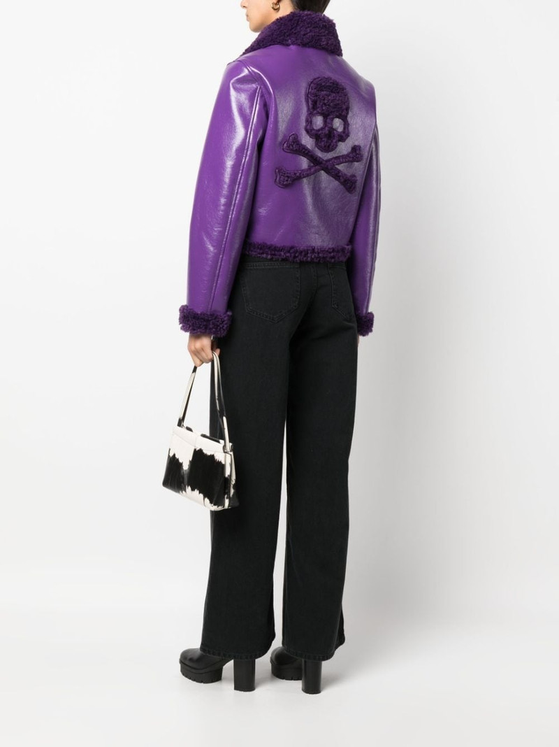 PHILIPP PLEIN faux shearling-trim biker jacket outlook