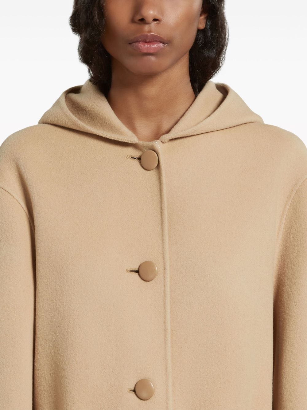 single-breasted hooded coat - 5