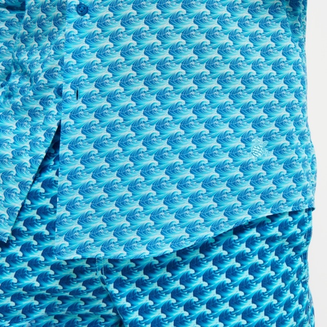 Unisex Cotton Voile Summer Shirt Micro Waves - 6