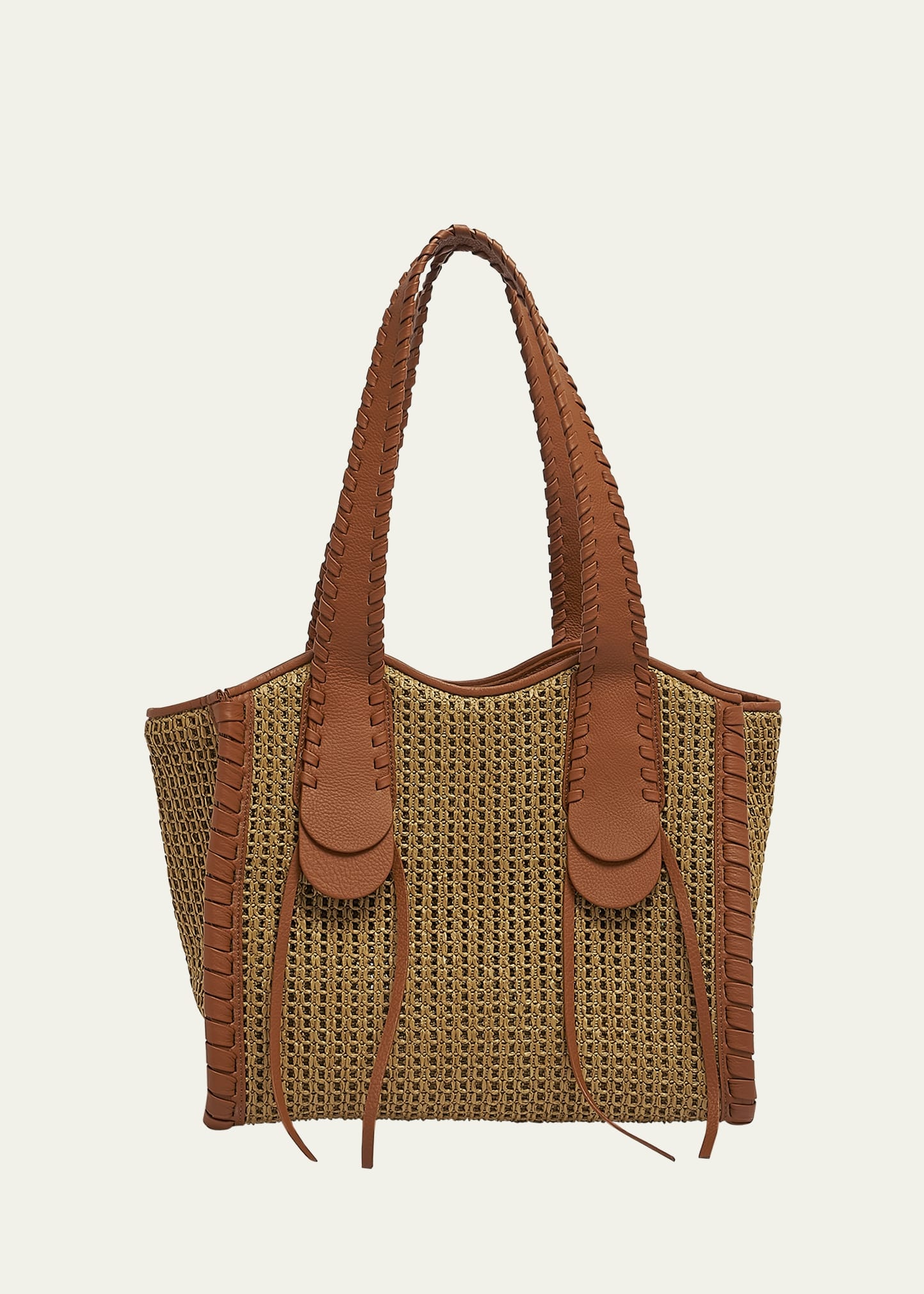 Monty Tote Bag in Raffia and Calfskin Leather - 1