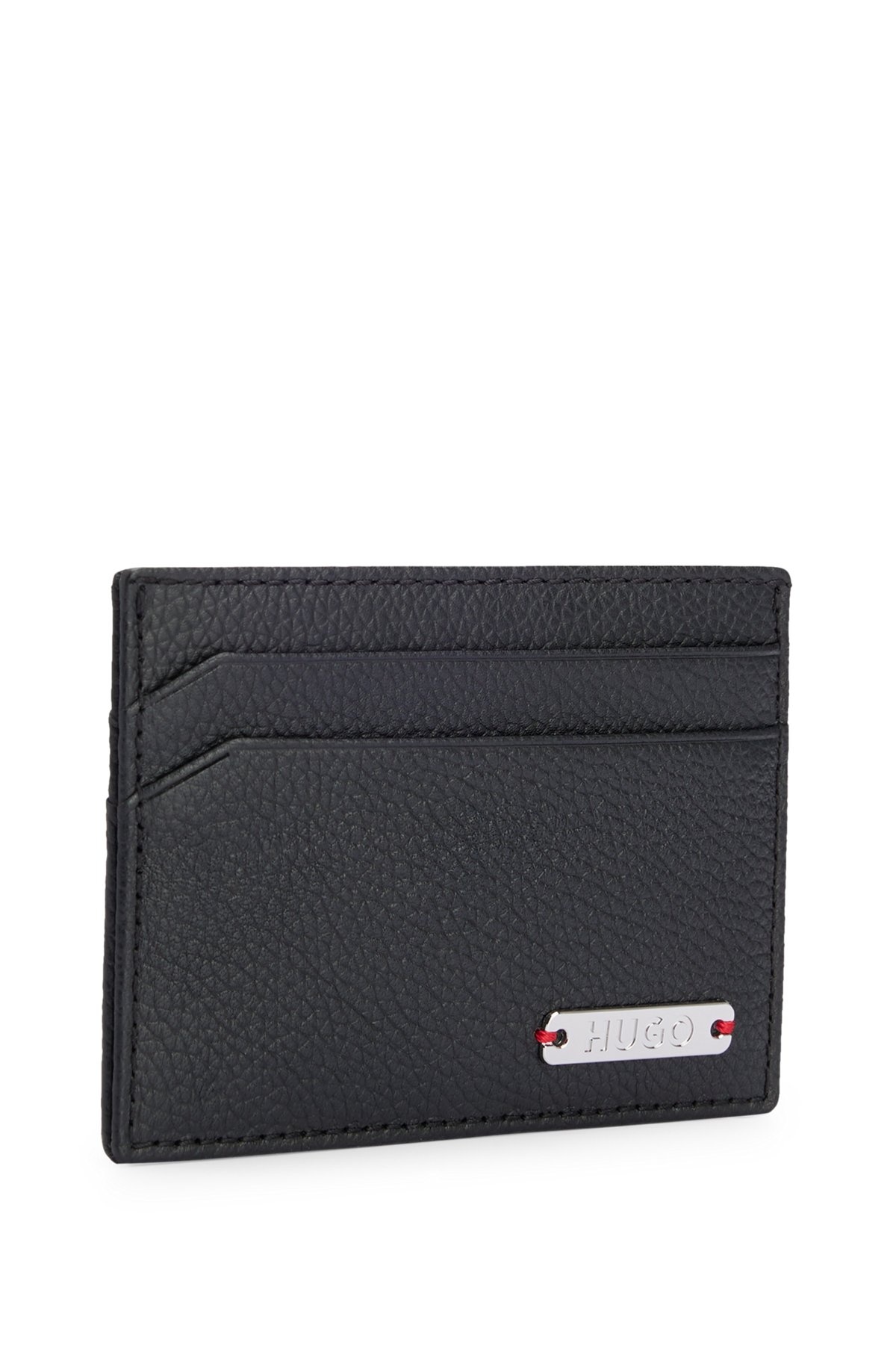 GRAINED-LEATHER CARD HOLDER WITH LOGO PLATE - 4