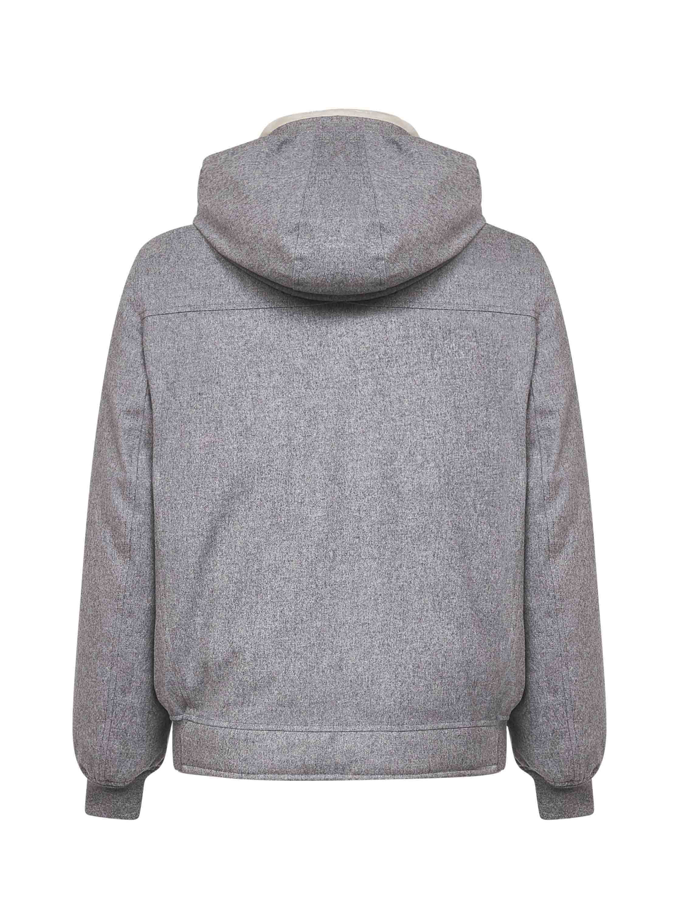 Grey wool hooded down jacket - 2