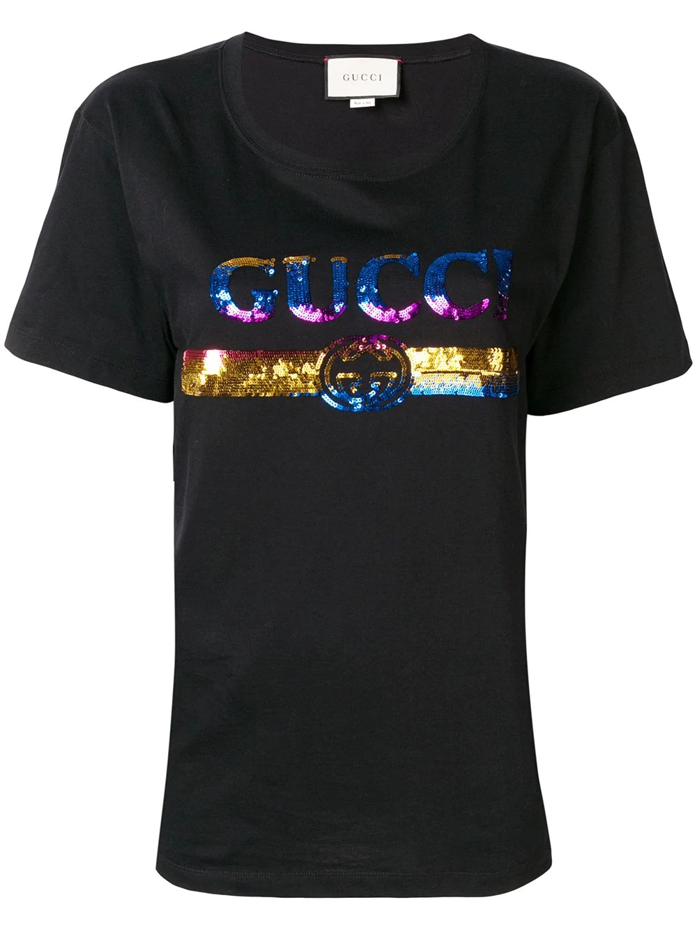 sequinned logo T-shirt - 1