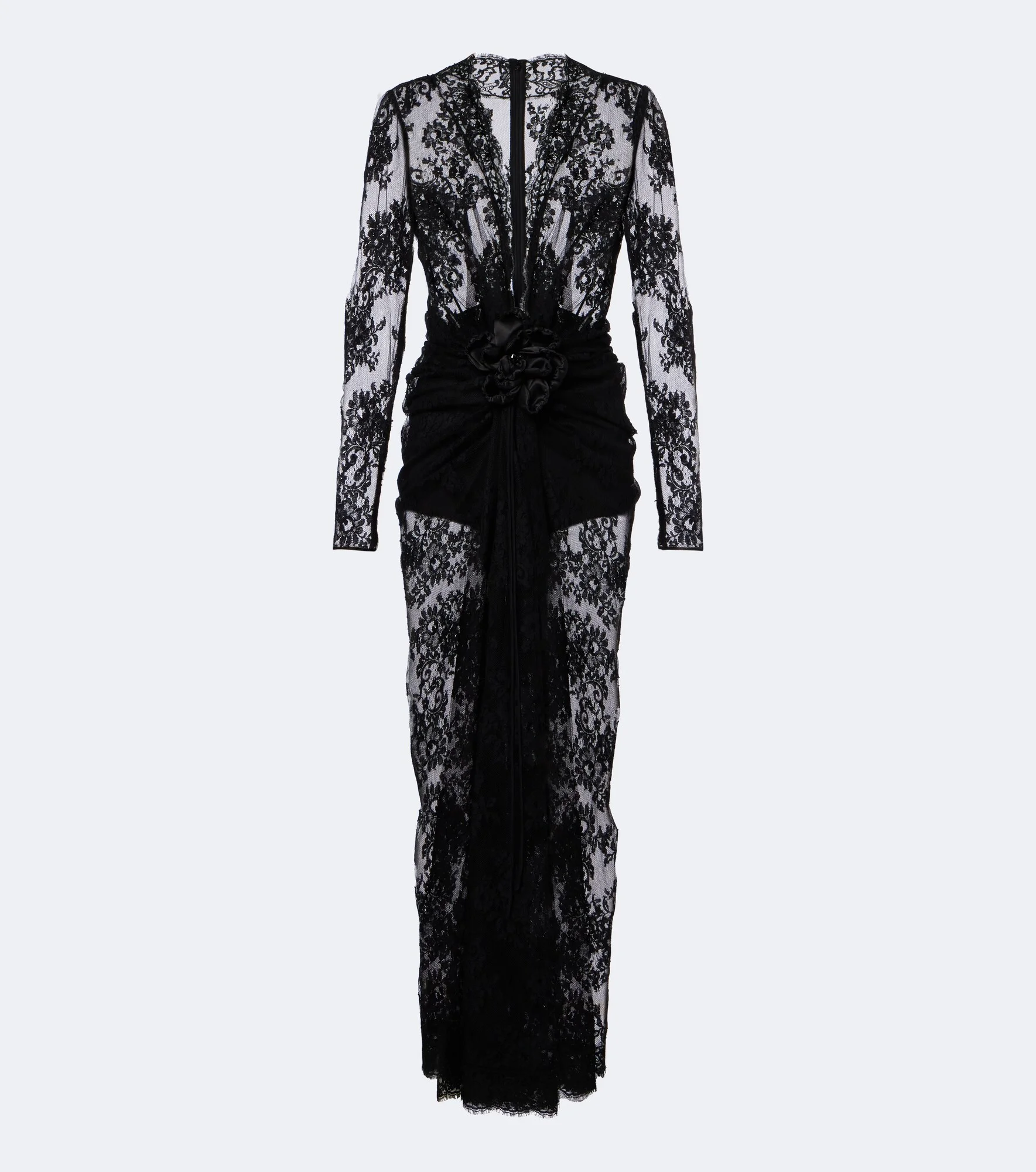 Gathered cotton-blend lace midi dress - 1