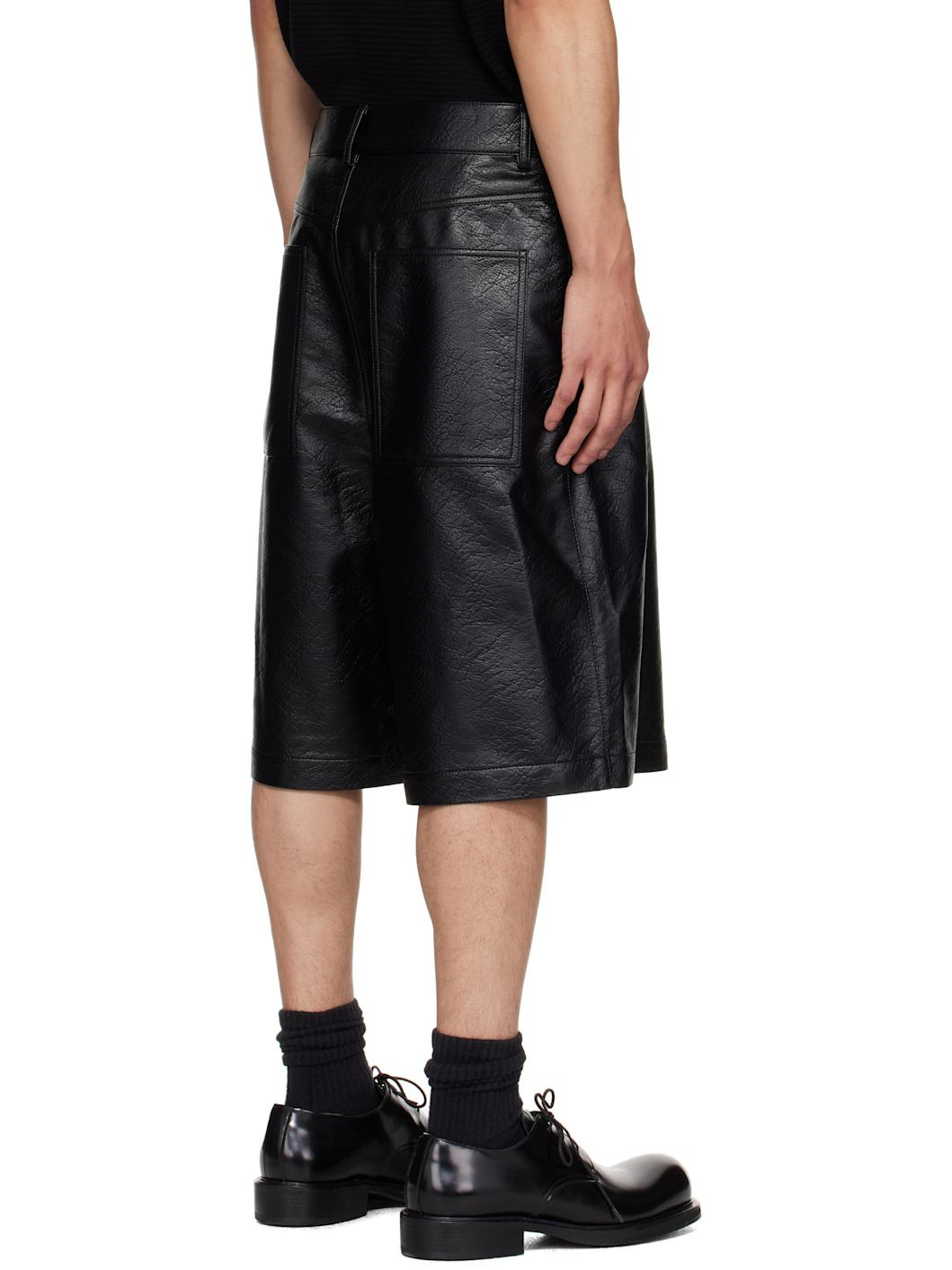 Black Bermuda Faux-Leather Shorts - 3